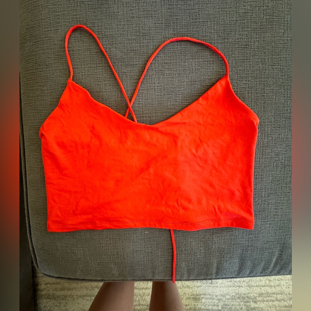 bright red cross back crop top